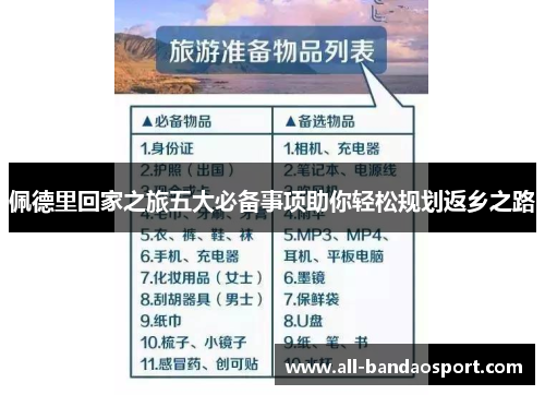 佩德里回家之旅五大必备事项助你轻松规划返乡之路
