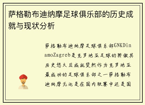 萨格勒布迪纳摩足球俱乐部的历史成就与现状分析